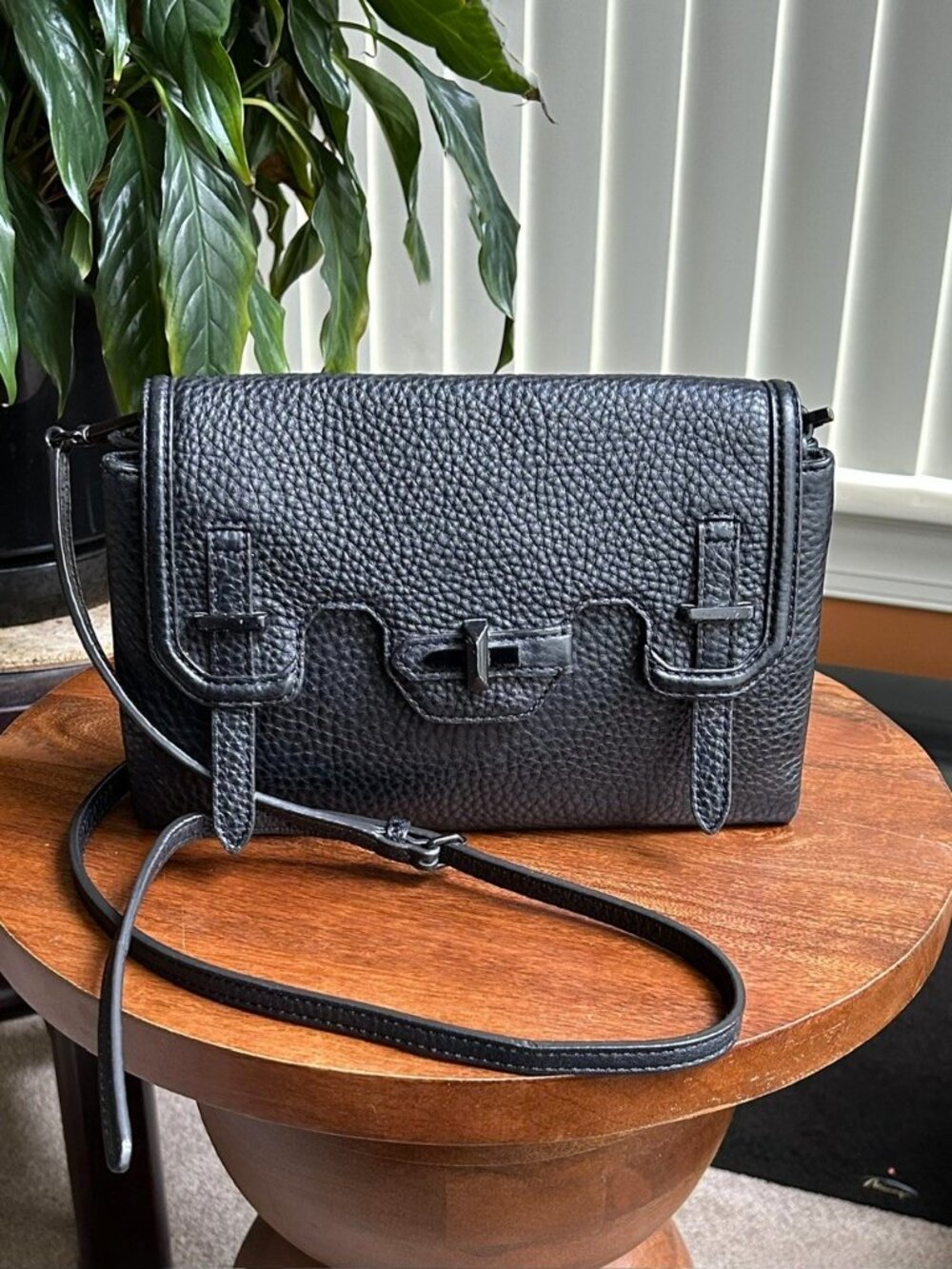 REBECCA MINKOFF Belts Two Way Flap Clutch, Shoulder Bag, Black